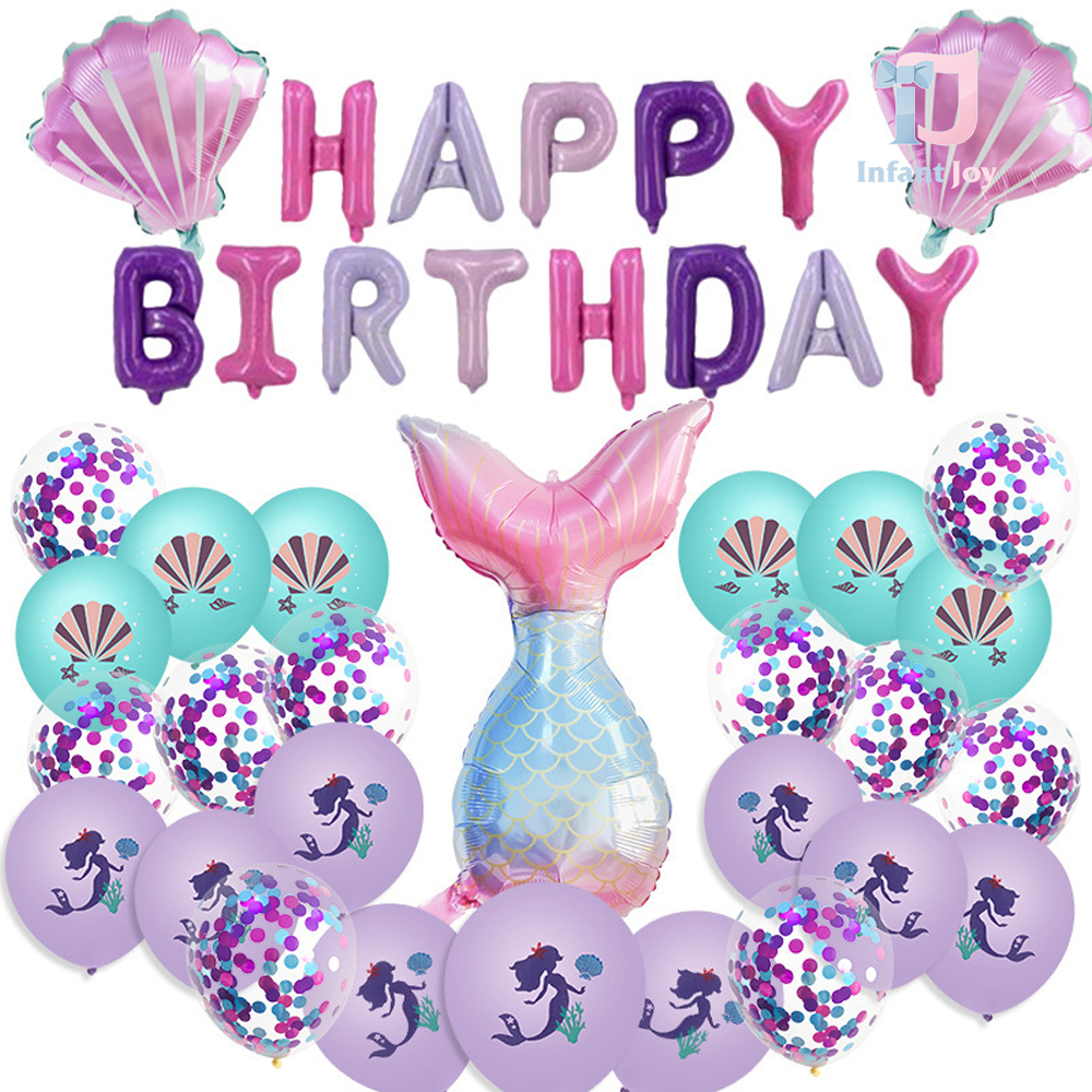 41-piece balloon set of foil and latex Happy Birthday Mermaid