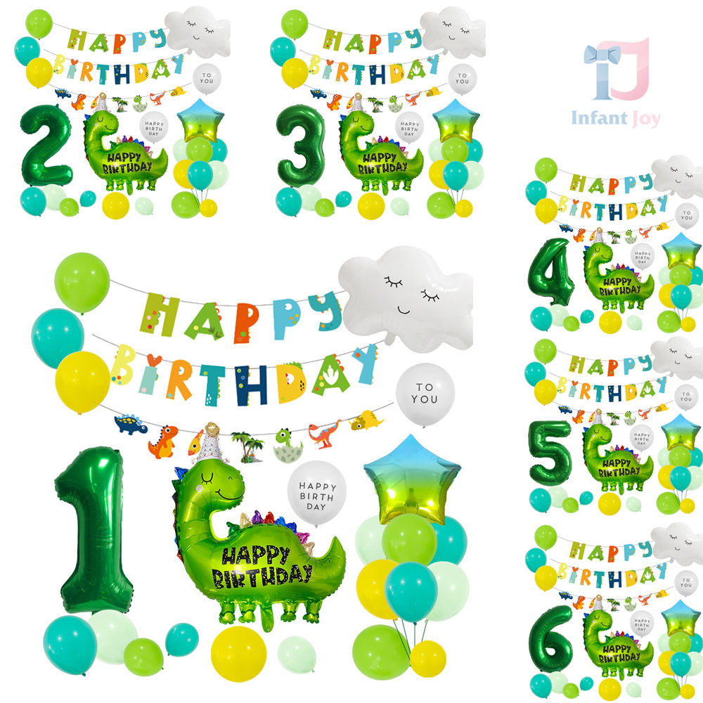 23-piece balloon set (foil and latex) + pendant Happy Birthday Dino