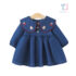 Denim dress with Peter Pan collar and embroidery Strawberry Bunny