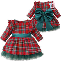 Festive dress with ruffles and large bow Christmas Tartaness