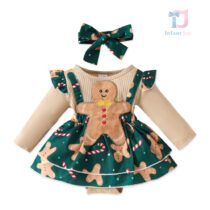 2-piece festive dress with christmas motifs and headband Gingerbread