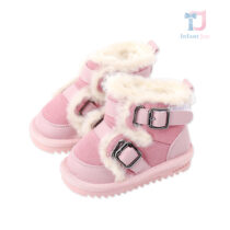 Premium apres-ski boots from natural leather with warm filling and velcro fastening Winter Warmth Pink