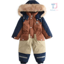 Vízálló síoverall kapucnival és dús szőrmével Arctic Explorer Brown