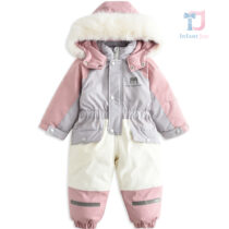 Vízálló overall/síruha kapucnival és dús szőrmedísszel Arctic Explorer Pink