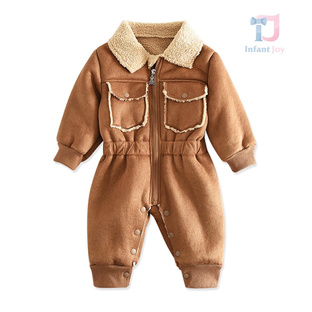 Premium winter snowsuit made of faux suede and karakul lining Caramel Scout