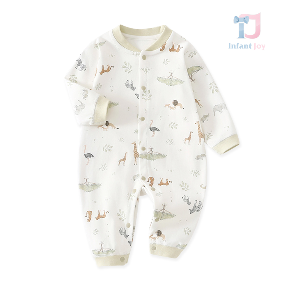 Romper with safari pattern and snap fastening Dreamy Saffari Green