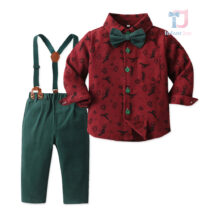 4-piece formal christmas set with bow tie and suspenders Christmas Motivi Red