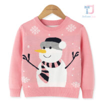 Christmas knitted sweater Little Snowman Pink