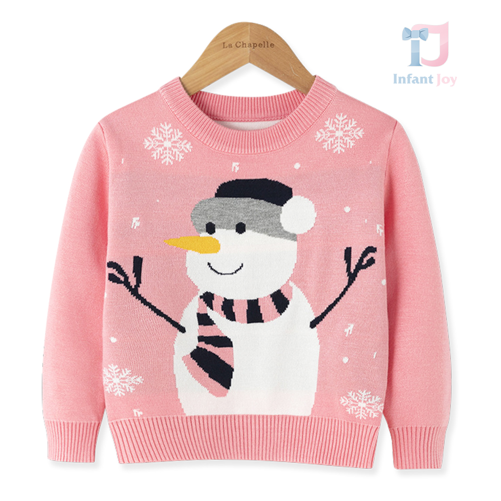 Christmas knitted sweater Little Snowman Pink