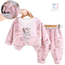 3-piece sports set of hooded sweatshirt with ruffles, blouse and trousers Cherry Ballerina Pink