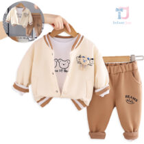 3-piece jacket/bomber with 3d element, blouse and trousers with prints Tree Bears