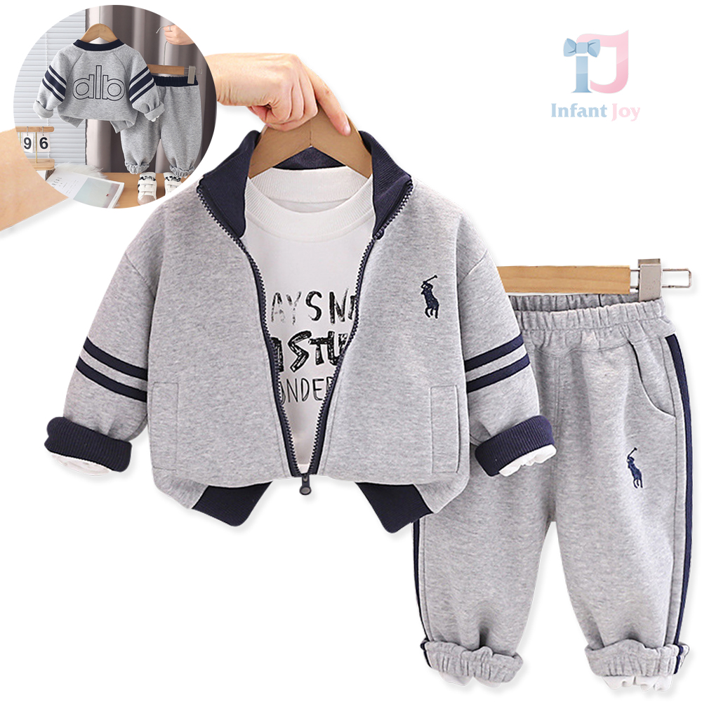 3-piece sports set with high-collar sweatshirt, printed t-shirt and trousers Polo Stripe