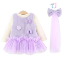3-piece padded dress with rich tulle and 3d elements, blouse and hair accessory set Maison Lila