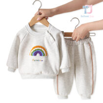 2-piece blouse/sweatshirt with plush applique and trousers Mini Rainbow