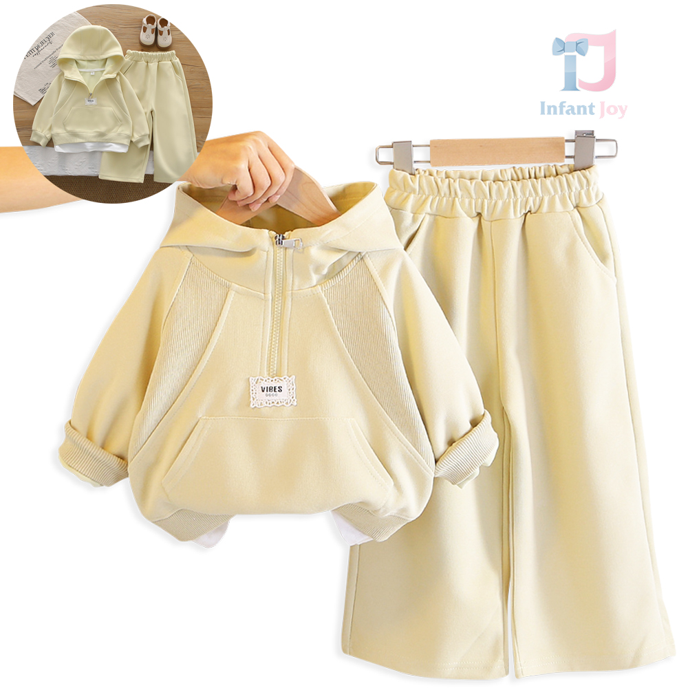 2-piece sports sweatshirt with partial zip, hood and flared trousers set Sport Vibes