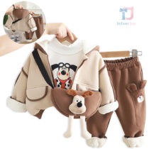 4-piece padded sporty set with hood, 3d elements and crossbody bag Aviator Pup Choc