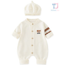 2-piece premium knitted set with romper and hat My Baby Bear Vanilla