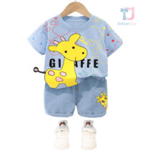 2-piece boy set Baby Giraffe Blue
