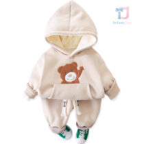 2-piece padded sports set of sweatshirt with applique and trousers Beige Adorable