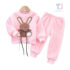 2-piece sporty plush sweatshirt and trousers set with applique and decorative drawstrings Bunny Cloud Pink