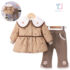 3-piece quilted parka with peter pan collar, ribbed blouse and denim trousers Butter Bloom