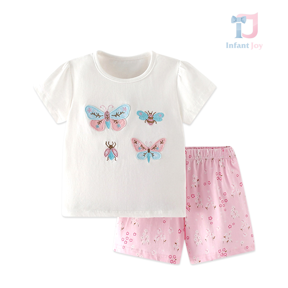 2-piece t-shirt with embroidery and trousers set Butterfly In The Garden