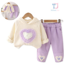 2-piece premium padded set with sweatshirt and 3d appliqués Cuddly Heart Purple