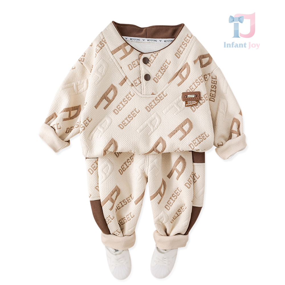 2-piece waffle-effect blouse/sweatshirt and trousers set Deisel Boy Light