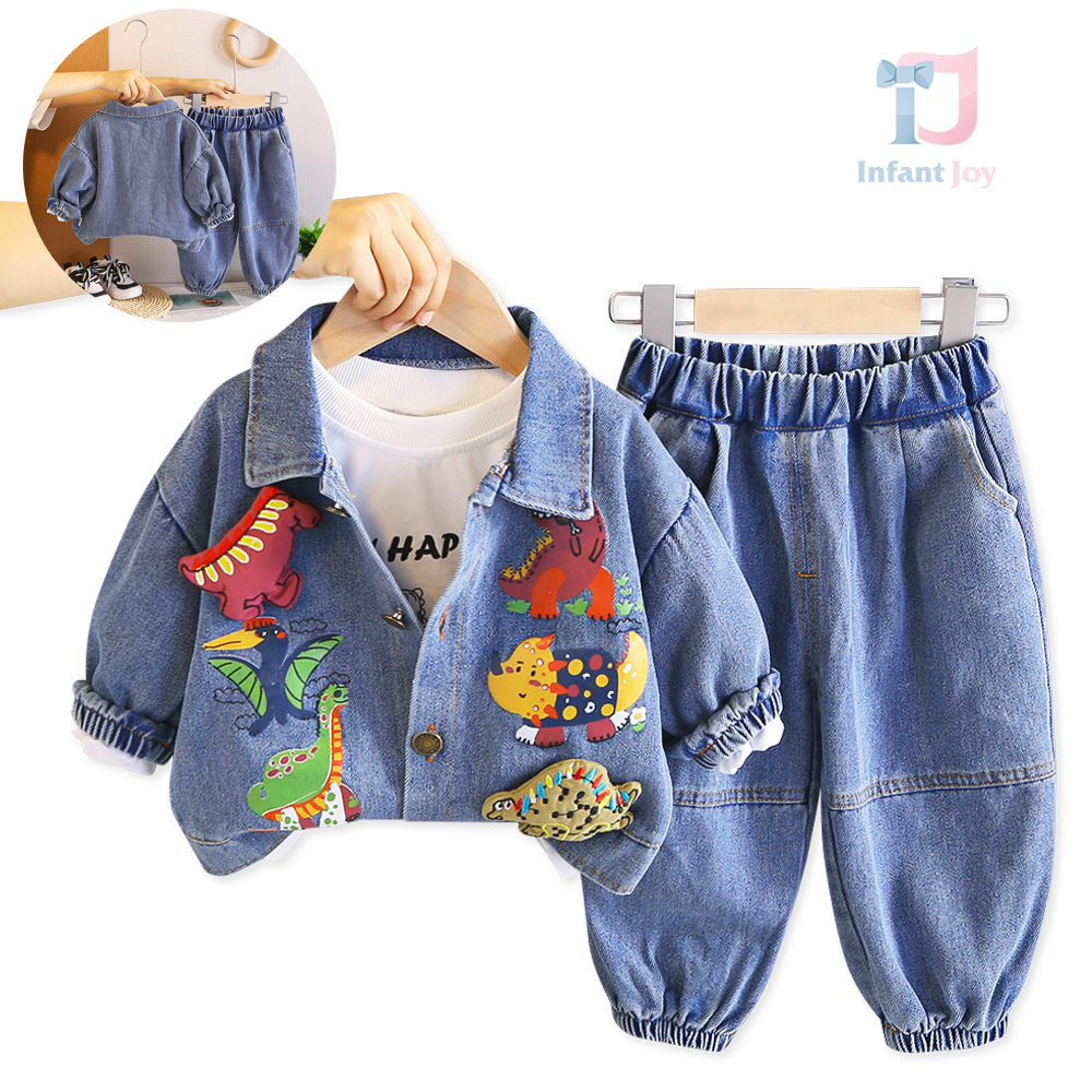 3-piece denim jacket, t-shirt and trousers set Denim Prehistoric Era