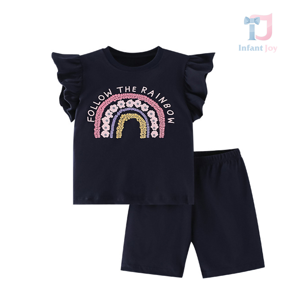 2-piece top with shoulder ruffles and trousers set Follow The Rainbow