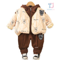3-piece sports set with quilted vest, sweatshirt and fleece trousers Fuuce Bear
