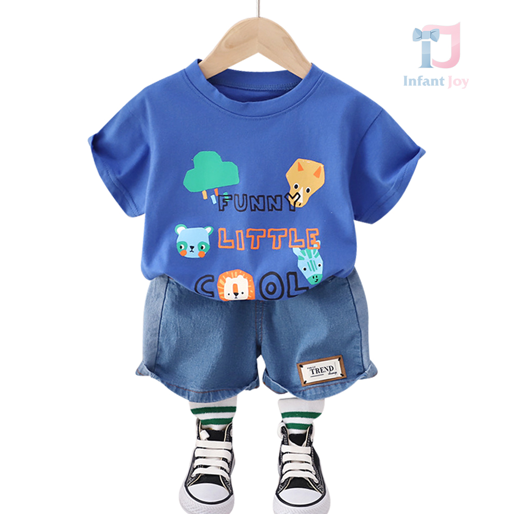 2-piece set with short denim trousers Funny, Little & Cool