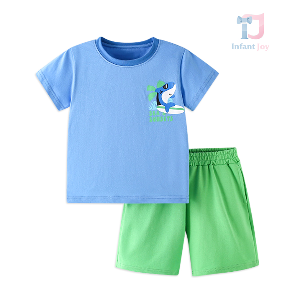 2-piece two-tone cotton set with small print Go Surf