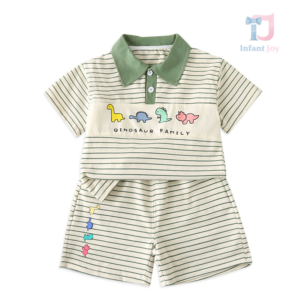 2-piece set with classic collar Green Dino Club