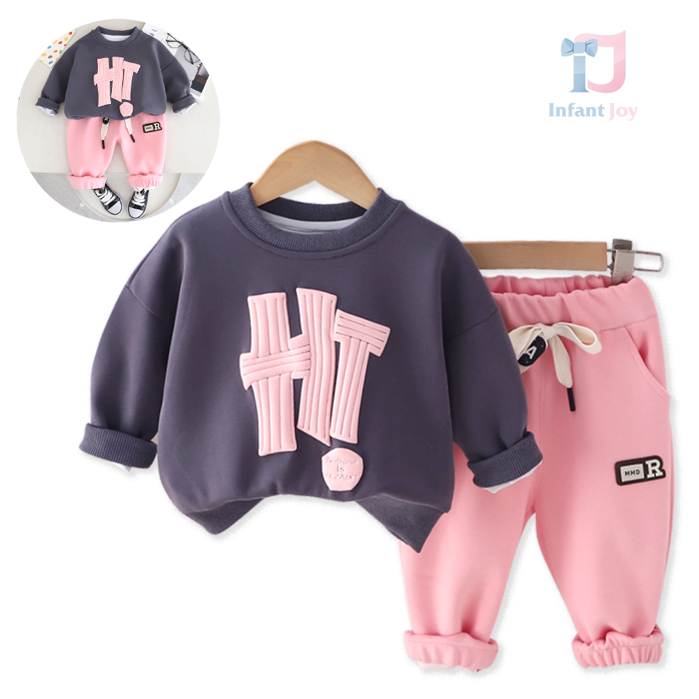 2-piece sports set with ribbed print Hi Pink