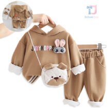 3-piece padded sports set with hoodie sweatshirt, trousers and crossbody bag Juddy Hops Caramel