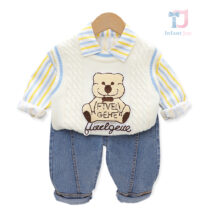 3-piece vest with plush applique, striped shirt and denim trousers Little Munchkin