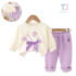 2-piece set with statement sleeves and knitted elements Lovely Lavender