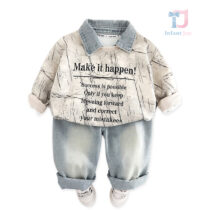 3-piece blouse/sweatshirt with detachable collar and denim trousers set Make It Happen