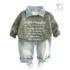 3-piece sweatshirt with detachable collar and denim trousers set Make It Happen Olive