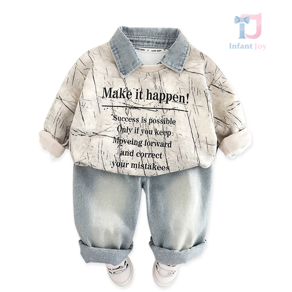 3-częściowy komplet bluza/bluza z odpinanym kołnierzykiem i spodnie jeansowe Make It Happen