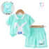 2-piece blouse with classic collar, 3d applique and shorts set Mint Bunny