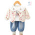 4-piece jacket, peter pan collar shirt and denim trousers set My Flower