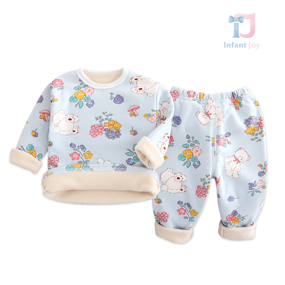 2-piece pajama set with soft wadding and floral pattern Bears Forest Garden Blue