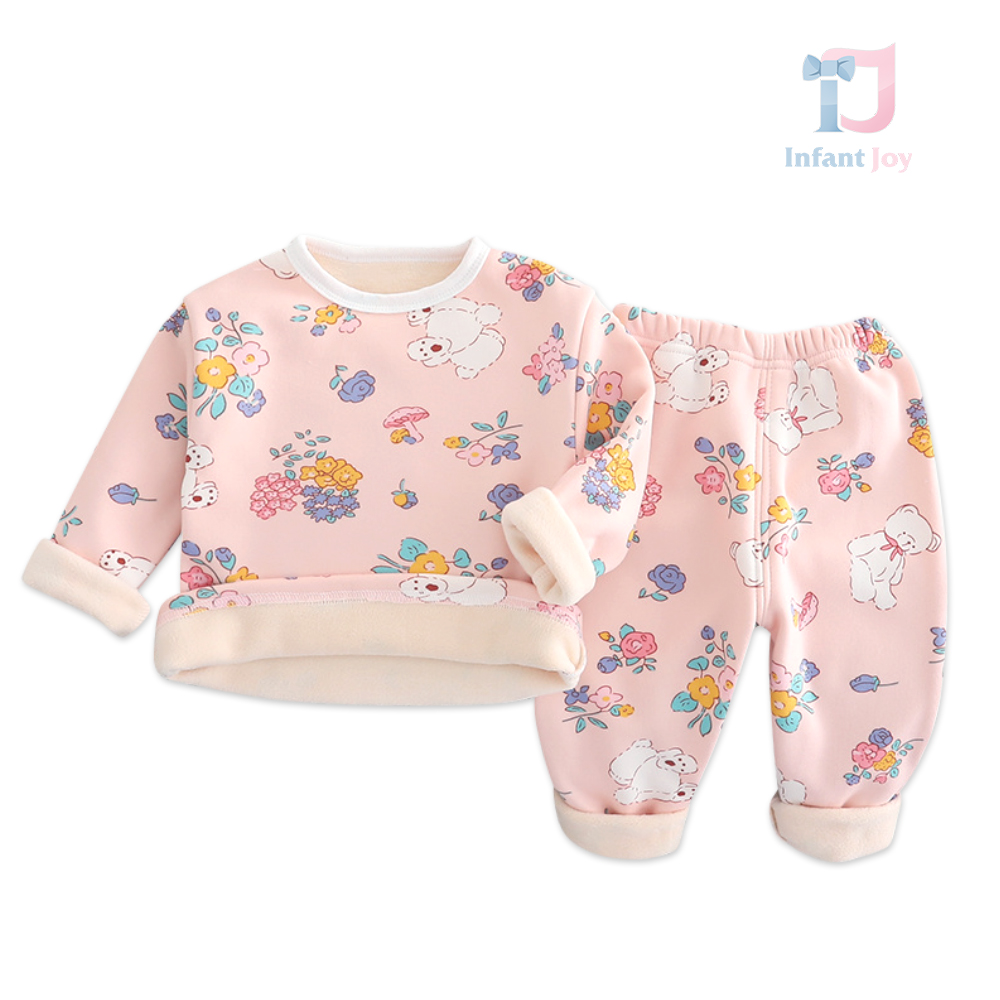 2-piece pajama set with soft padding and floral pattern Bears Forest Garden Pink