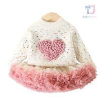 2-piece premium sweater and skirt set with rich tutu skirt Cuddle Heart White