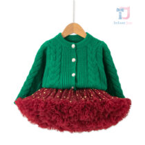 2-piece premium vest and skirt set with rich tutu skirt Twinkle Star Green