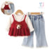 4-piece knit top, ribbed blouse, charleston-style denim trousers and pendant Puppy Chic