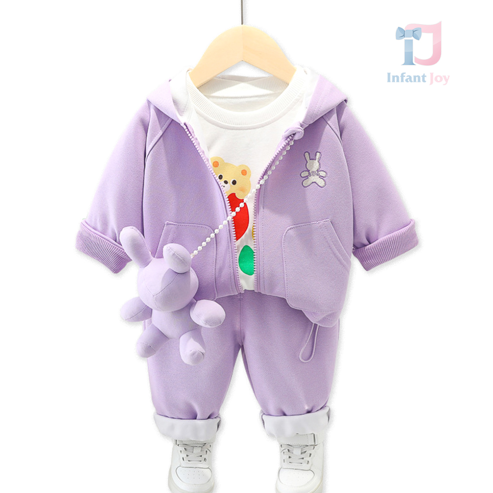 4-piece sports set with hood, embroidery and pendant Sille Toy Violet