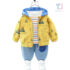 3-piece hoodie, striped t-shirt and denim trousers set Smiley Ride Yellow